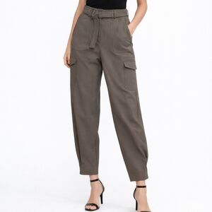 Express High Rise Cargo Ankle Pants Dark Khaki Green 8L